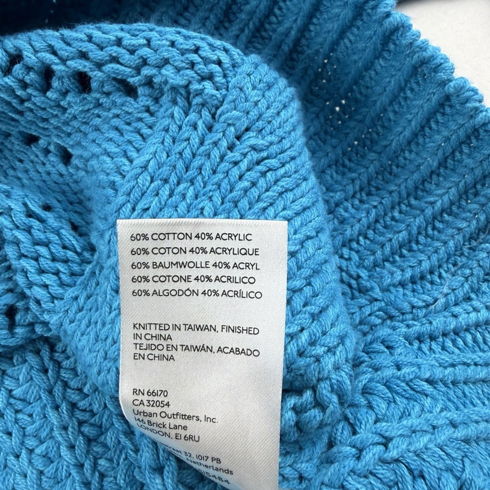 Free People Sweater Womens Medium Blue Cutting Edge Cotton Cable Boxy Cropped - Picture 4 of 6
